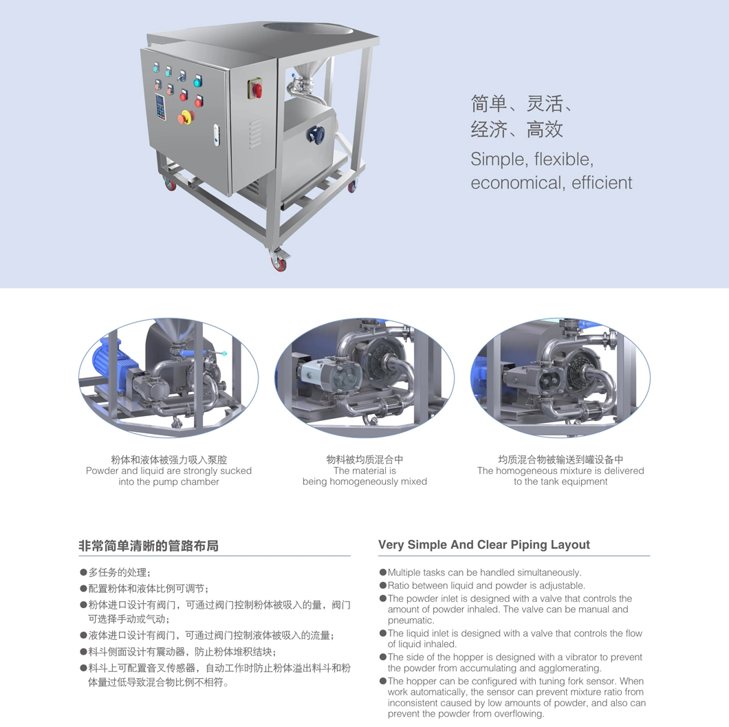 Stainless Steel Homogeneous Lobe Mixing Pump for Liquid Powder Mixture