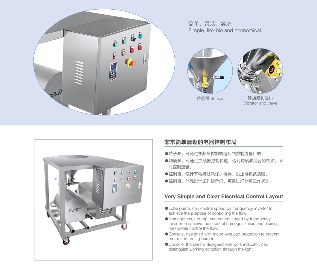 Stainless Steel Homogeneous Lobe Mixing Pump for Liquid Powder Mixture