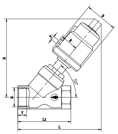 Stainless Steel 304/316/316L Thread Double Acting Pneumatic Angle Seat Valve