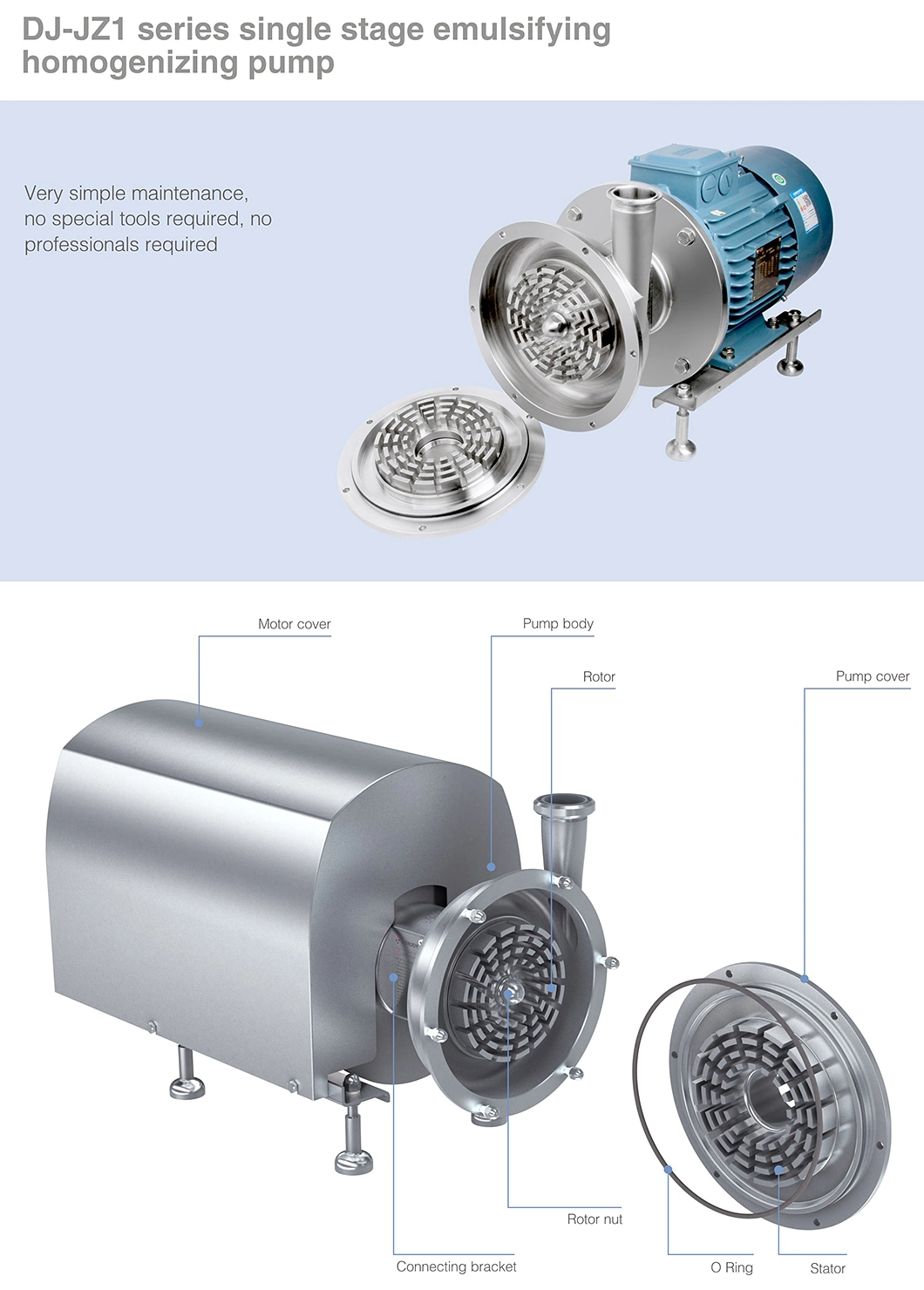 3A Stainless Steel Emulsifying Homogenizing Pump for Dairy Processing