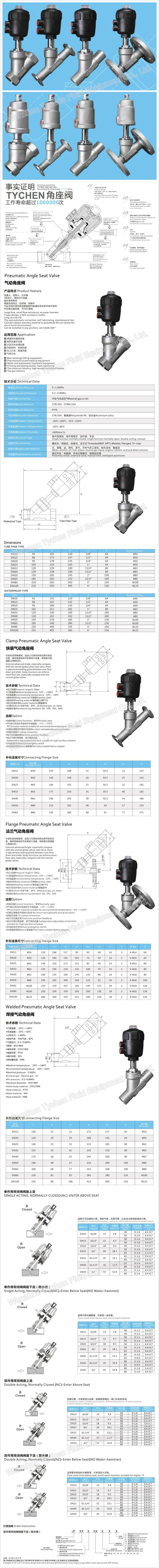 Thread/Clamp/Weld/Flange Connection Stainless Steel Pneumatic Angle Seat Valve Piston Valve DN8-DN100