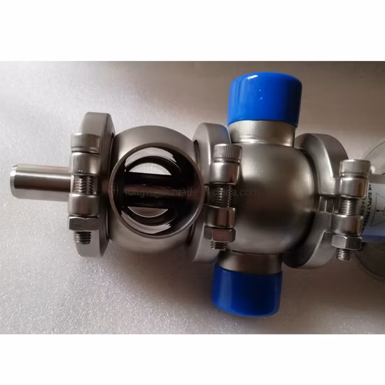 CIP 유형 DN50 위생 스테인레스 스틸 이중 시트 공압 지능형 혼합 증명 밸브