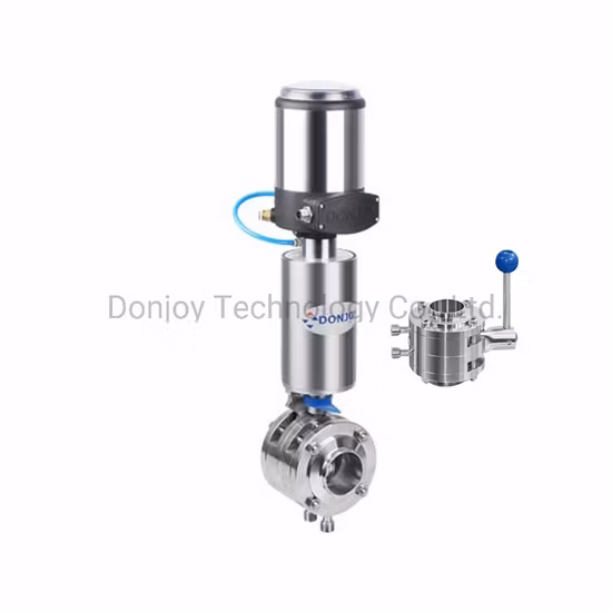조절기와 포지셔너가 있는 공압 혼합 방지 버터플라이 밸브